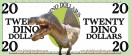 Dino Dollar Play Money - twenty dollar template white