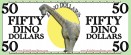 Dino Dollar Play Money - fifty dollar template white