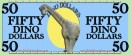 Dino Dollar Play Money - fifty dollar template