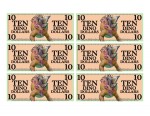 Dino Dollars Play Money Printable ten dollar pdf sheet